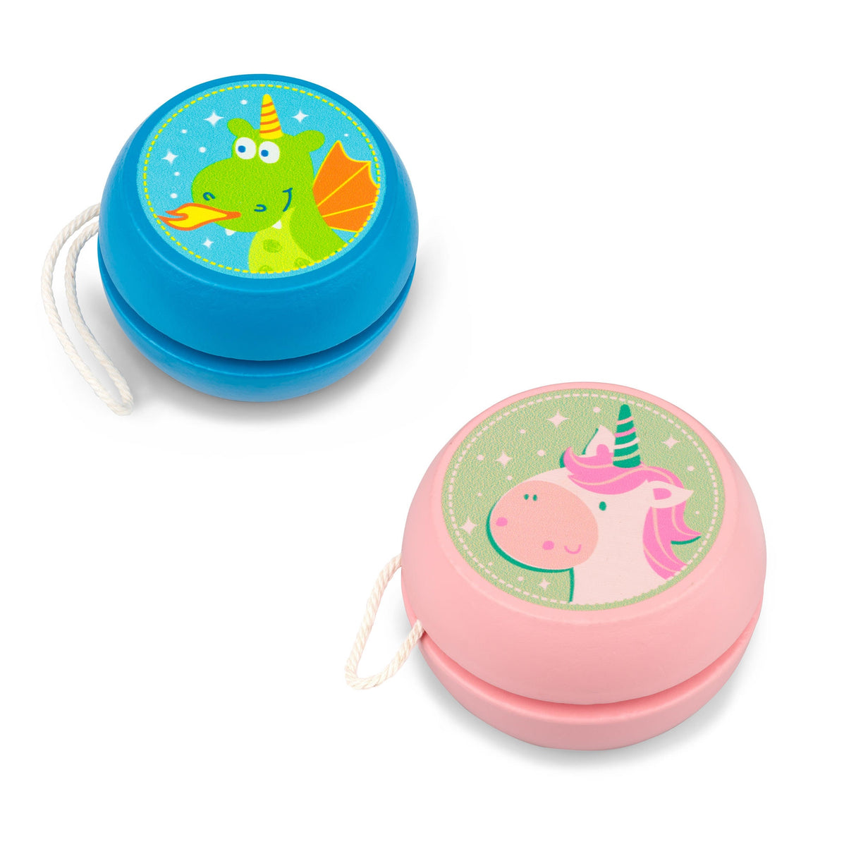 WOODEN UNICORN AND DRAGON YOYOS - BROWN BOX INNER