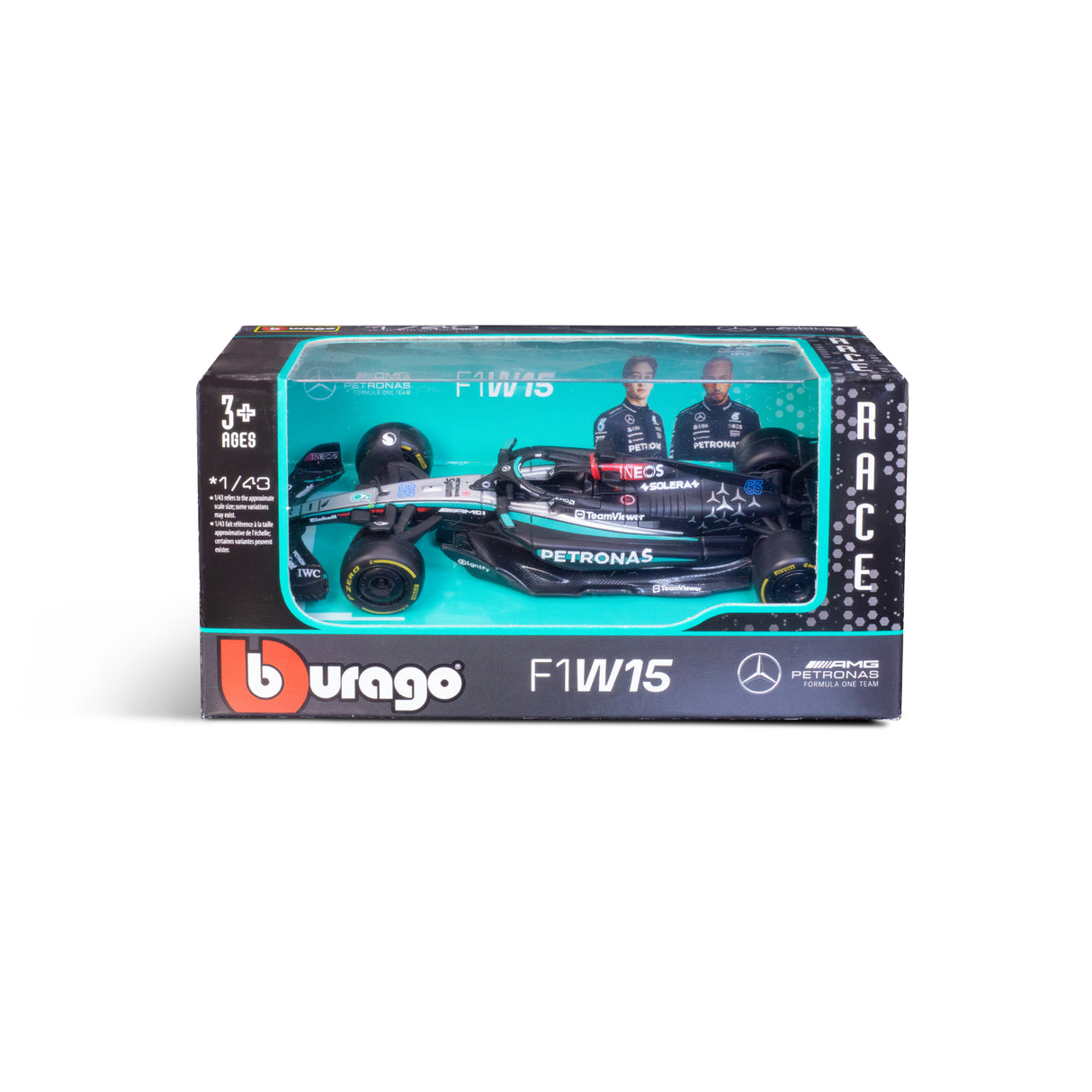 1:43 F1 MERCEDES AMG W15 2024 RUSSELL IN 12PC DISPENSER