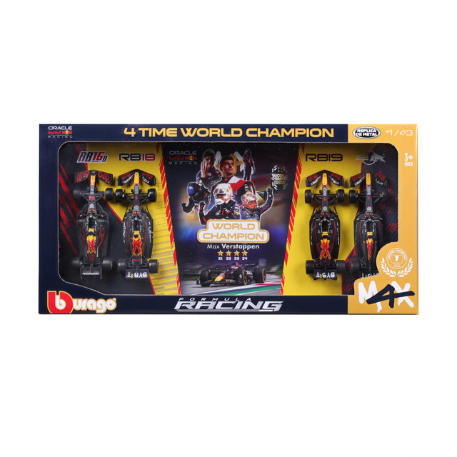 1:43 F1 RED BULL RACING 4Pk MAX VERSTAPPEN FOUR TIMES WORLD CHAMPION SET