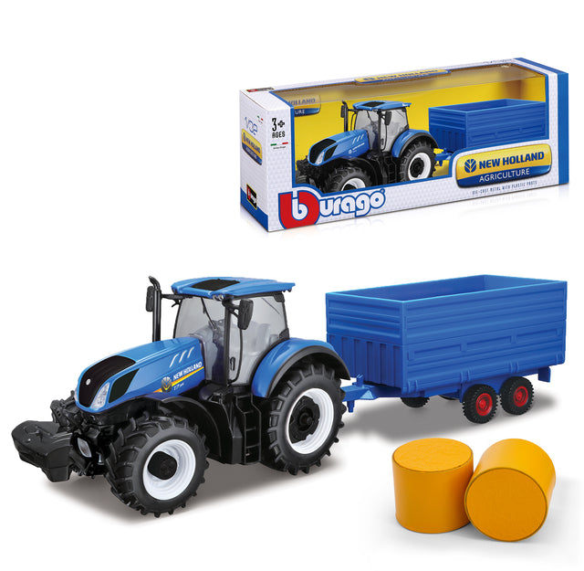 1:32 NEW HOLLAND T7.315 TRACTOR WITH HAY TRAILER