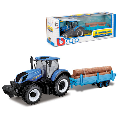 1:32 NEW HOLLAND T7.315 TRACTOR WITH LOG TRAILER