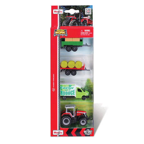 MINI WORKING MACHINES - 4 PACK OF TRACTORS MASSEY FERGUSSON