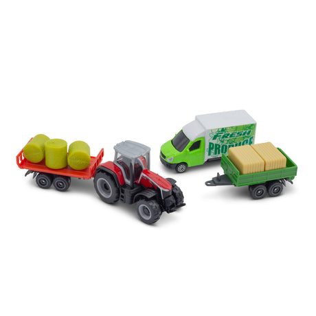 MINI WORKING MACHINES - 4 PACK OF TRACTORS MASSEY FERGUSSON