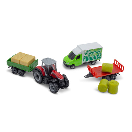 MINI WORKING MACHINES - 4 PACK OF TRACTORS MASSEY FERGUSSON