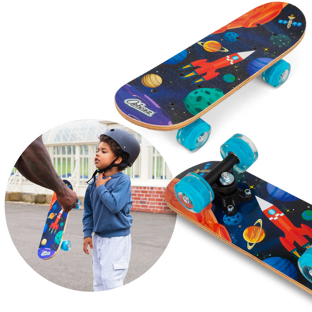 SPACE SKATEBOARD WITH FLASHING WHEELS 17 INCH