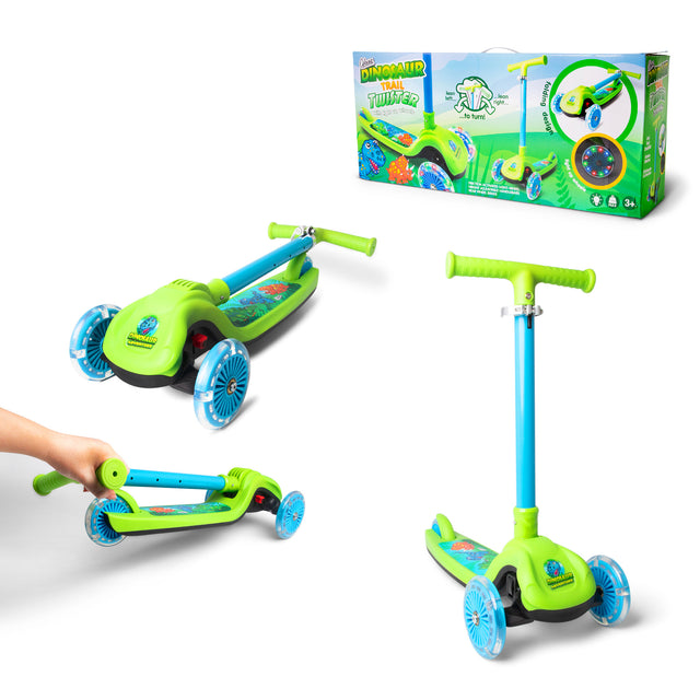 DINOSAUR TRAIL TWIST FOLDING LIGHT UP SCOOTER